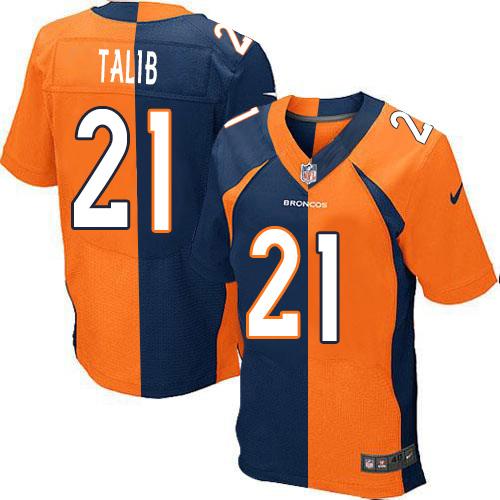 Nike Broncos #21 Aqib Talib Orange/Navy Blue Men's Stitched NFL Elite Split Jersey - Click Image to Close